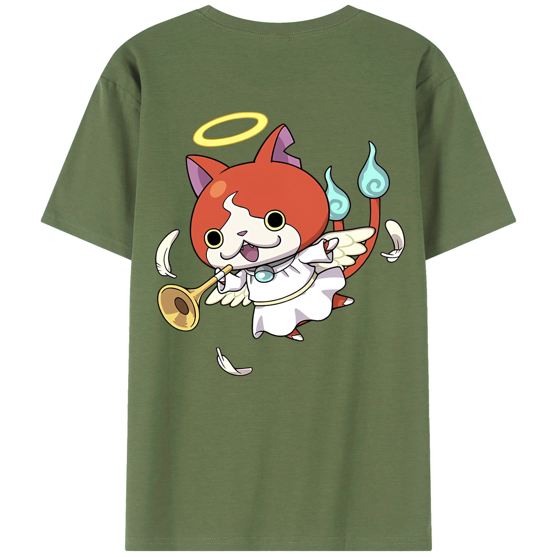 （画像用） 妖怪ウォッチ Yo-kai Watch 綿100％ メンズ半袖Tシャツ（バックプリント） 通気性
